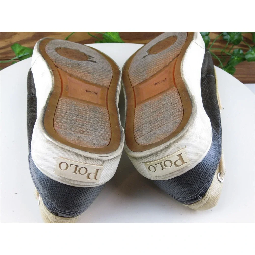 Polo Ralph Lauren Sz 10 Boat Shoe‎ Gray Coated Canvas Men Lace Up Lander Medium
